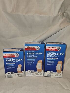 Walgreens Waterproof Smart-Flex Adhesive Bandages 2 Different Sizes, Lot of 3